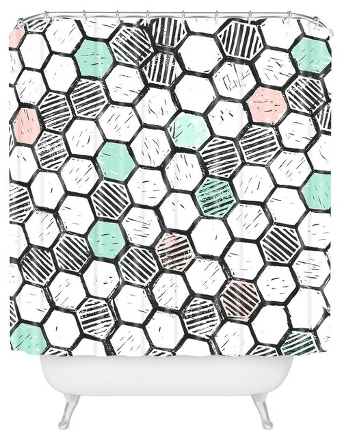 Dash And Ash Honeycomb Block Print Shower Curtain 16 X20