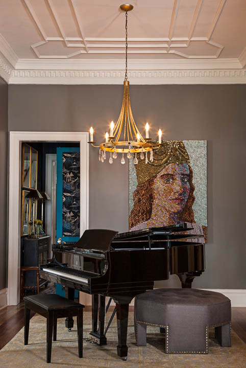Design ideas for a large transitional foyer in Nashville with grey walls.