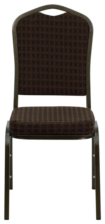 HERCULES Series Crown Back Stacking Banquet Chair with Brown Patterned Fabric an