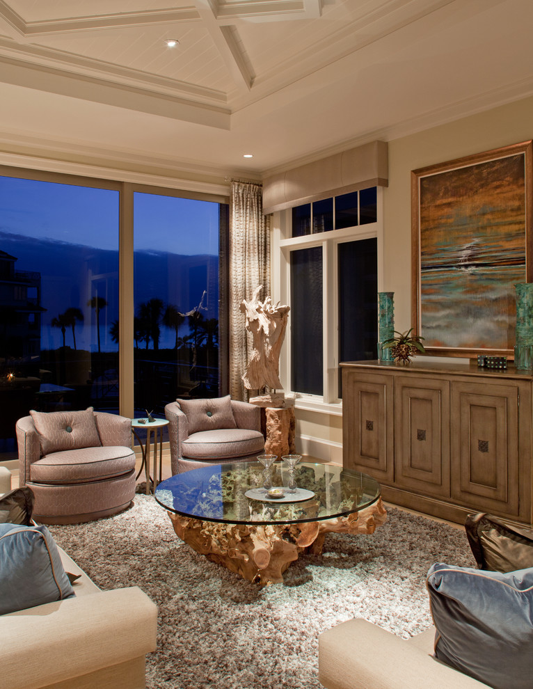 Transitional formal living room in Miami with beige walls.