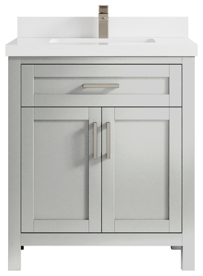 Willow Collections Cambridge Vanity, Gray, White Quartz, 30