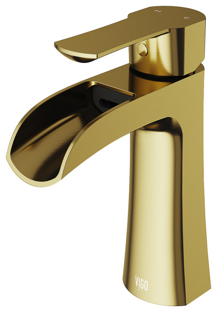 VIGO Paloma Single Hole Bathroom Sink Faucet, Matte Gold