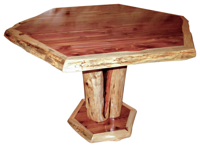 Red Cedar Log Hexagon Dining Set - Rustic - Dining Sets - by Furniture ...