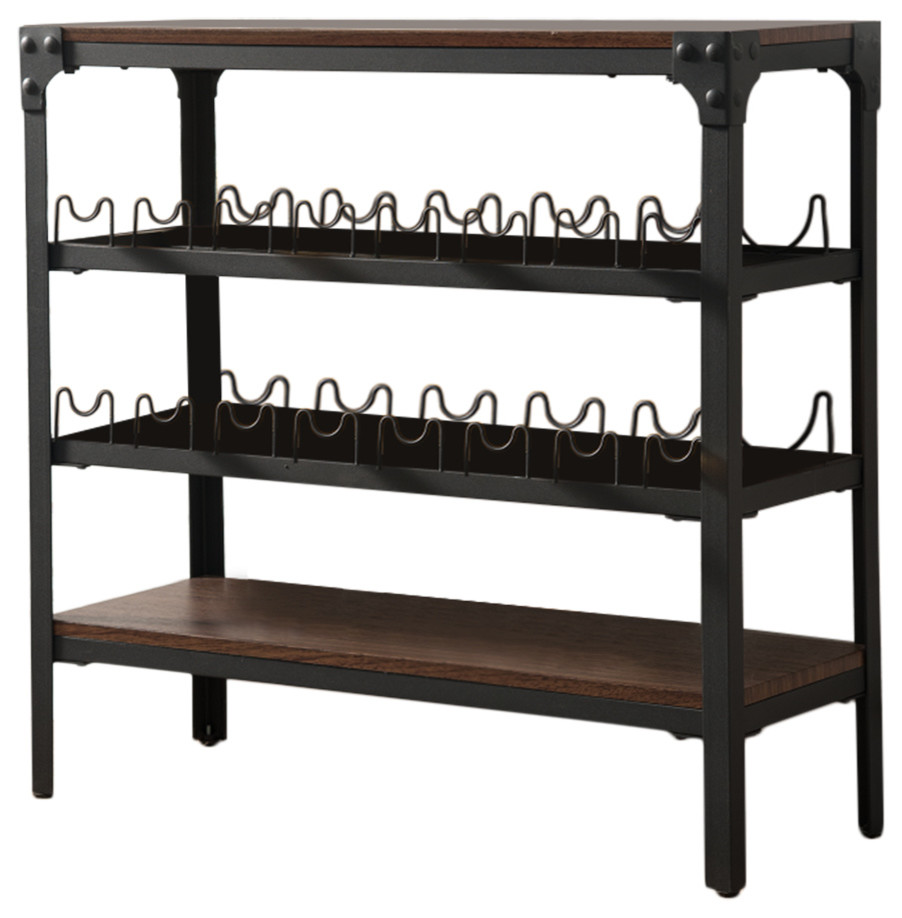 Walnut Wood Wine Rack Stand Console Buffet Display Industrial Wine