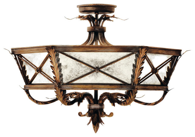 Fine Art Lamps 562240st Newport Rustic Burnished Gold Semi Flush Mount