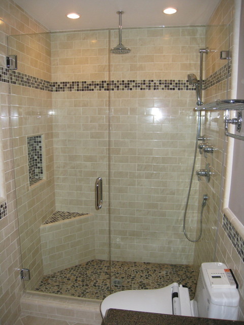 Subway tile shower  Contemporary Bathroom  San Diego