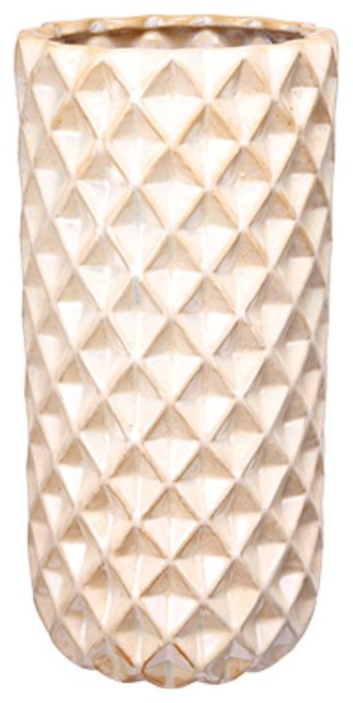 Diamond Patterned Ceramic Vase, Peach - Transitional - Vases - by ...
