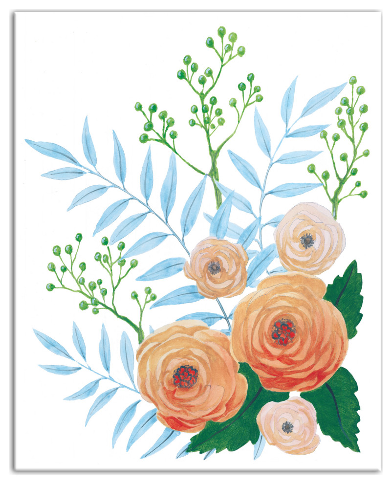 Flower Painting Doodles 16x20 Canvas Wall Art