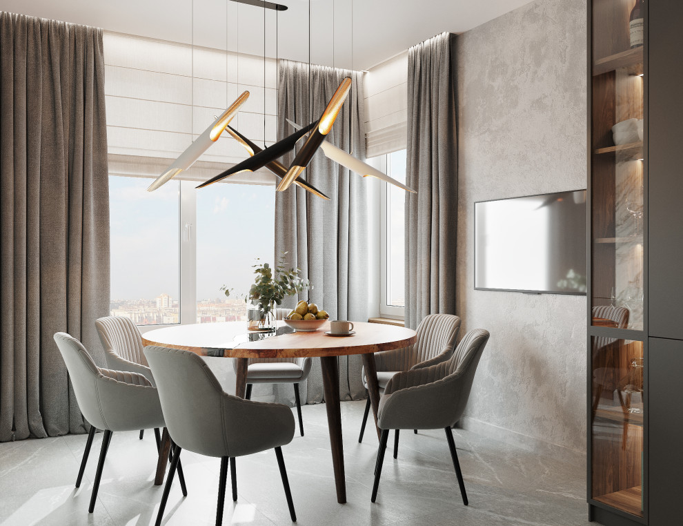 Трехкомнатная квартира для семьи из 4 человек с монохромным интерьером