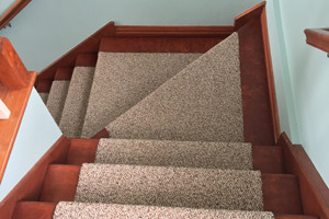 Staircase - transitional carpeted staircase idea