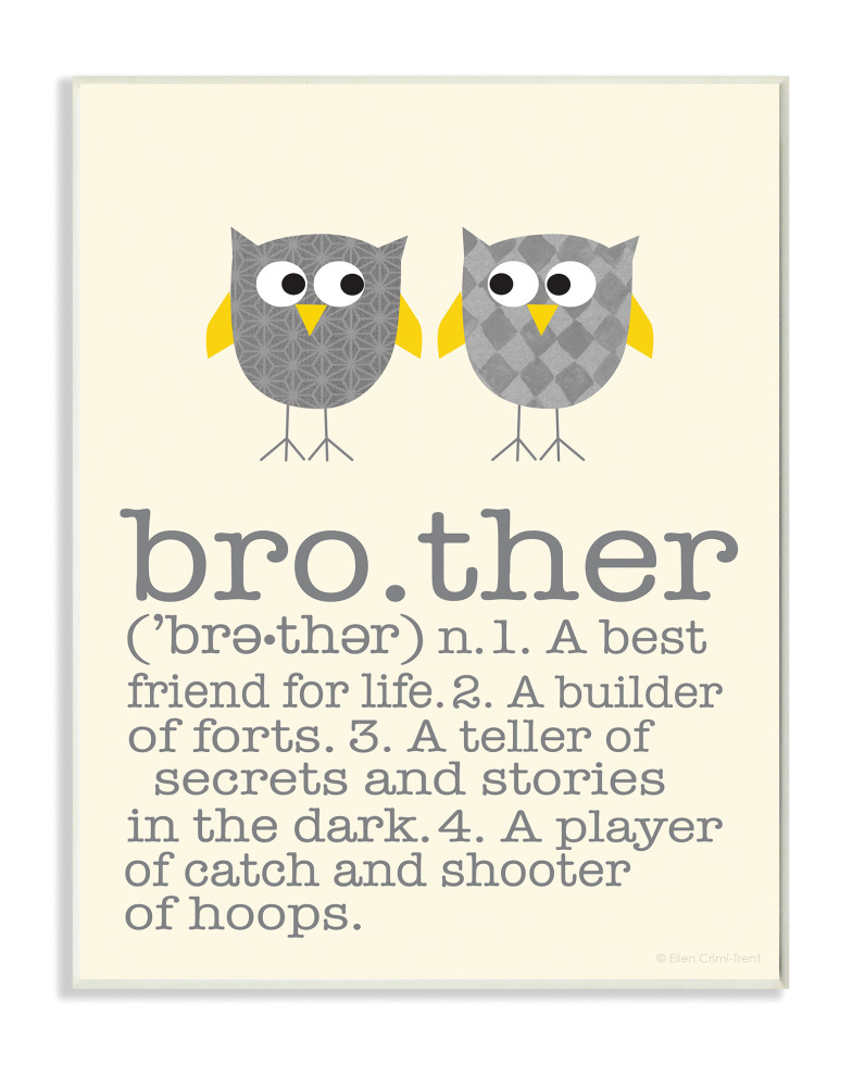Stupell Industries Definition Of Brother With Two Grey Owls, 10"x15", Wood