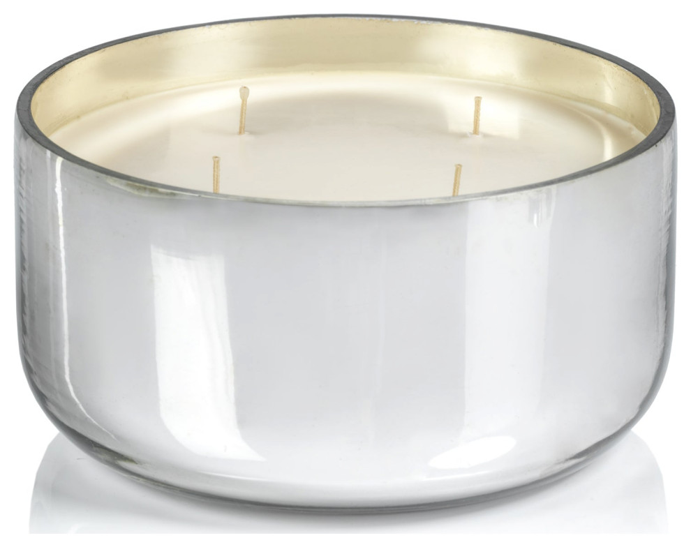 Siberian Fir 6" Diameter Scented Jar Candle, Silver Candles by