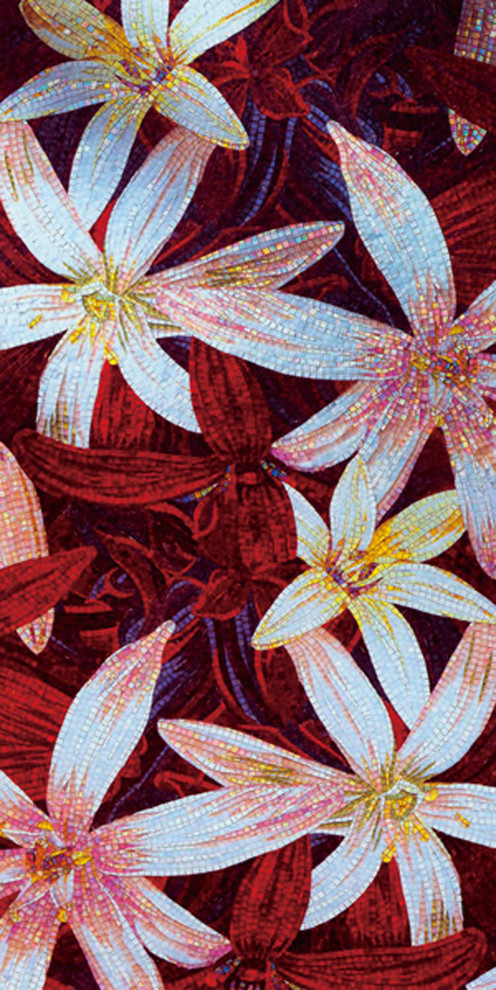 Колотое панно из мозаики - "Цветы-7"