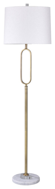 Rosa Gold Floor Lamp - Rosa Gold, Marble, Crystal and Silver Body - White Shade