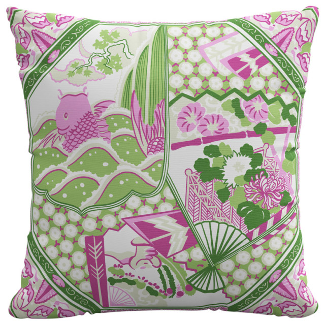 Red from Scalamandre 20" Decorative Pillow, Koi Fish Pink Multi