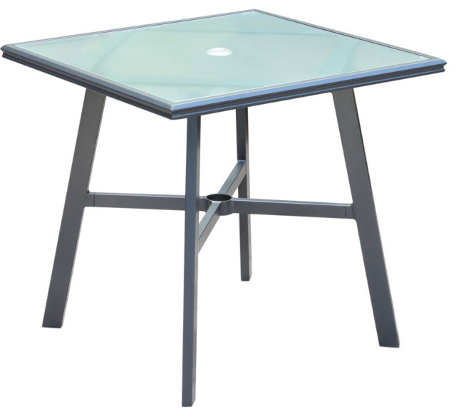 CommercialGrade Aluminum 30" Square GlassTop Bistro Table, Hancmdntbl