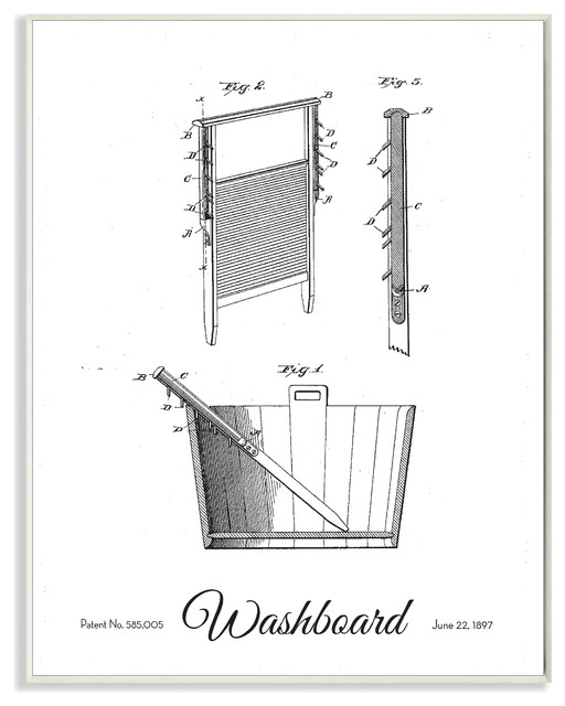 Vintage Washboard Patent Drawing, Canvas Industrial Prints And