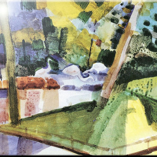 Rikki Knight 6 x 6 August Macke Rocky Landscape Design Ceramic Art Tile
