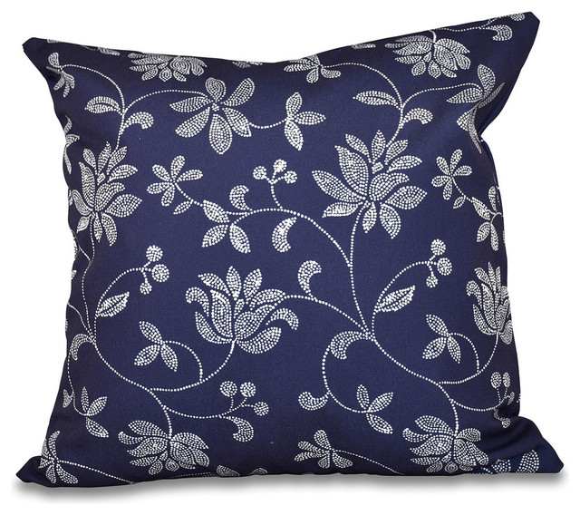 Traditional Floral, Floral Outdoor Pillow, 20"X20" Contemporary