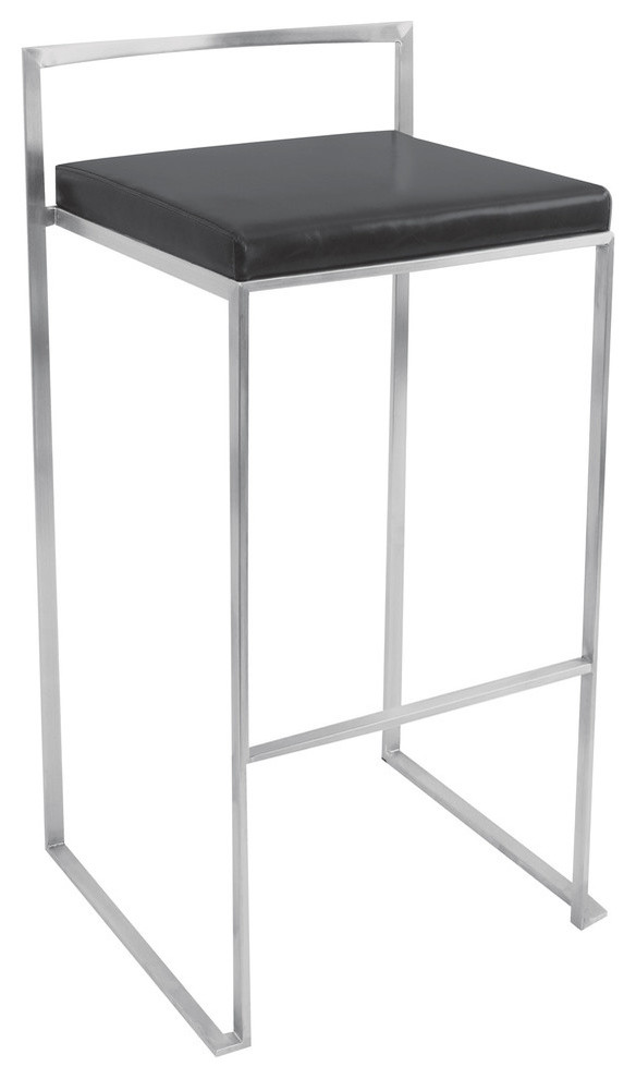 Fuji Stackable Barstools, Black, Set Of 2