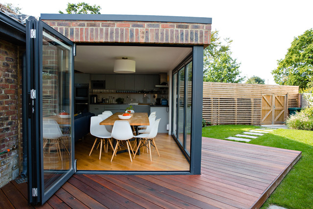 Exterior view of extension and bi-folding doors contemporary-exterior