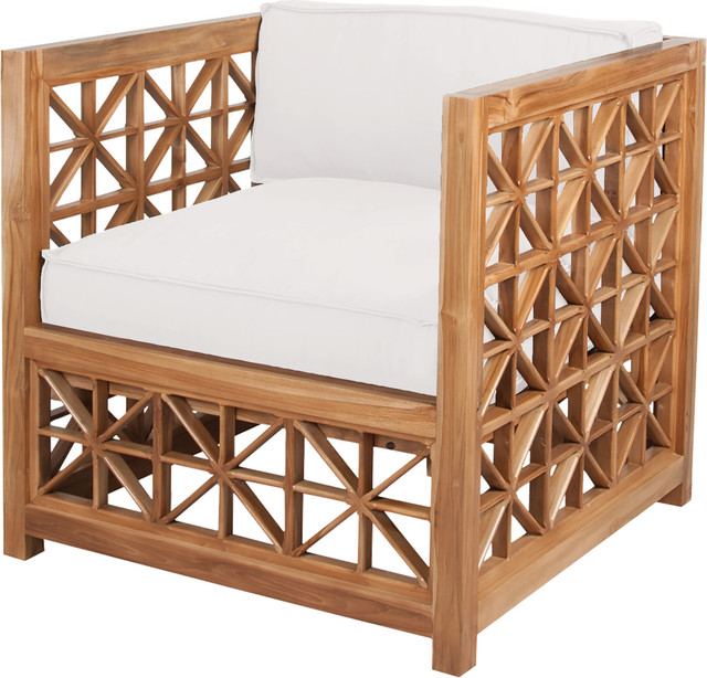 Guild Master Vincent Lattice Chair Cushions, White, 2-Piece Set