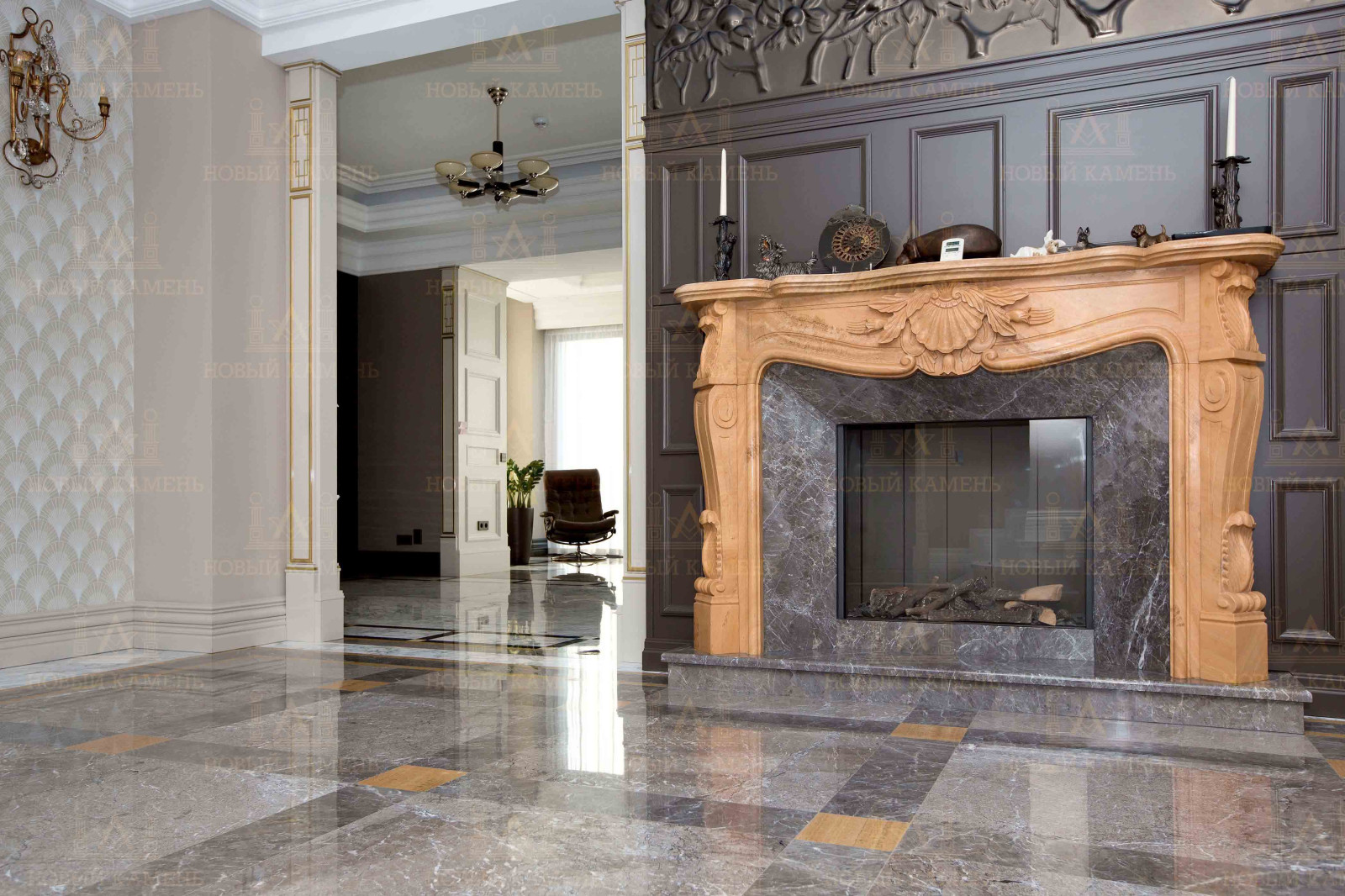 Камин из мрамора