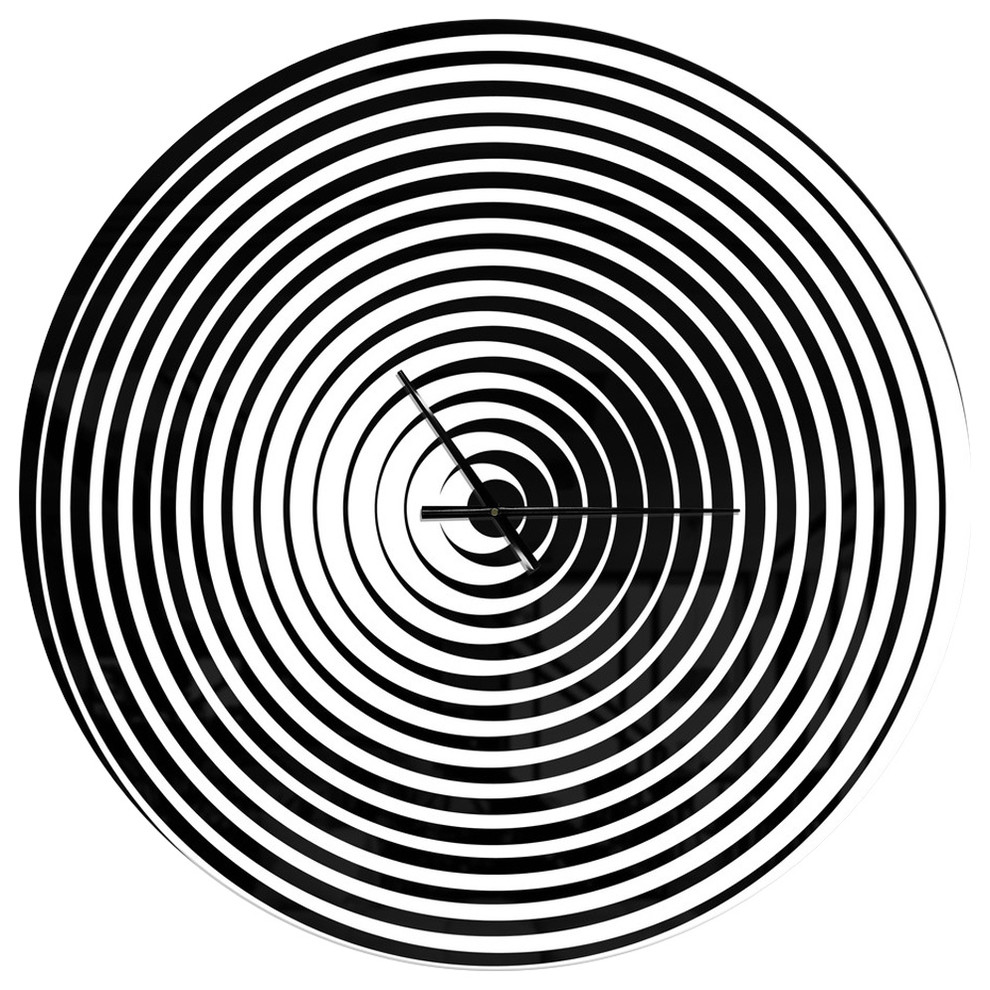 Black and White Optical Illusion Oversized Contemporary Clock, 36"x36"