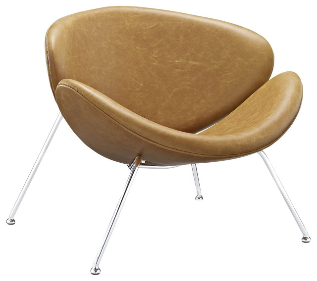 Contemporary Accent Chair, Chrome Legs With Faux Leather Padded Seat