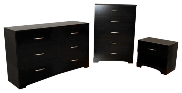 South Shore Maddox Dresser With Chest And Nightstand Set In Pure