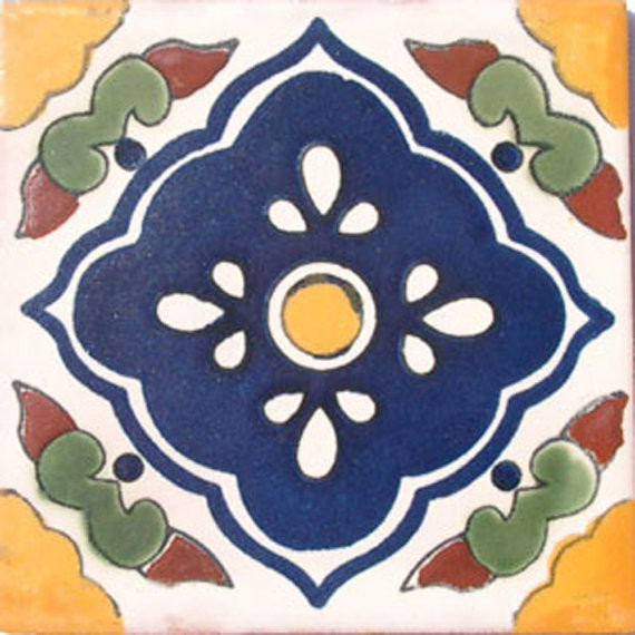 4"x4" Mexican Ceramic Handmade Tile C027 Contemporary Wall And