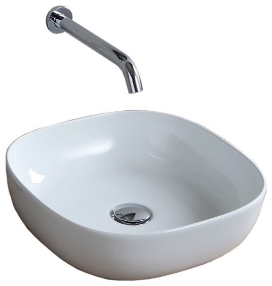 16" Round White Ceramic Vessel Sink