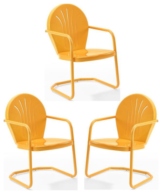 Home Square Griffith 3 Piece Modern Metal Patio Chair Set in Tangerine
