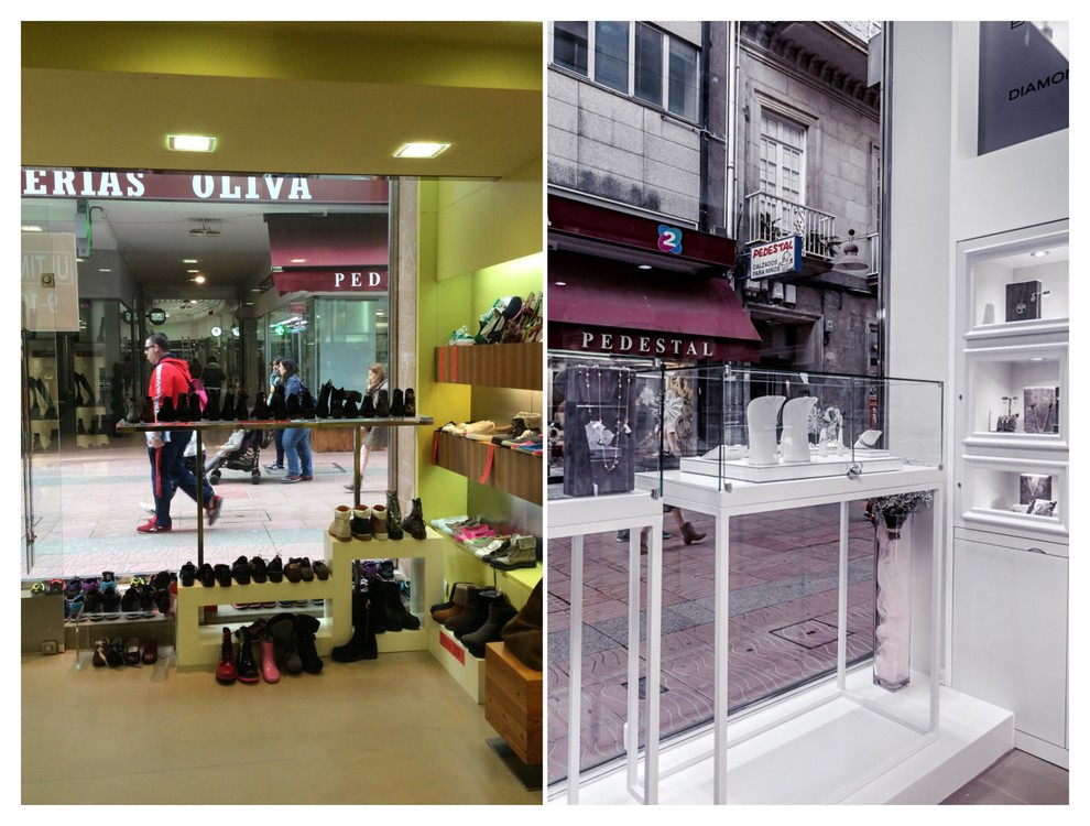El antes y el despues de un local comercial Antes Zapateria  Ahora Joyeria.