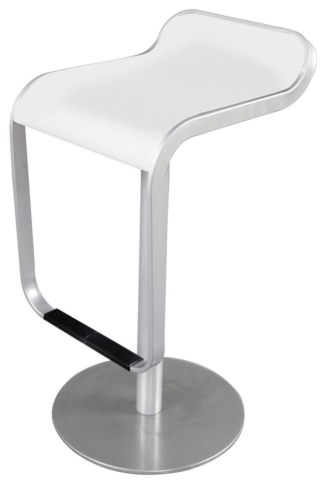 Elle Lem Adjustable Height Stool Brushed Stainless Frame Contemporary