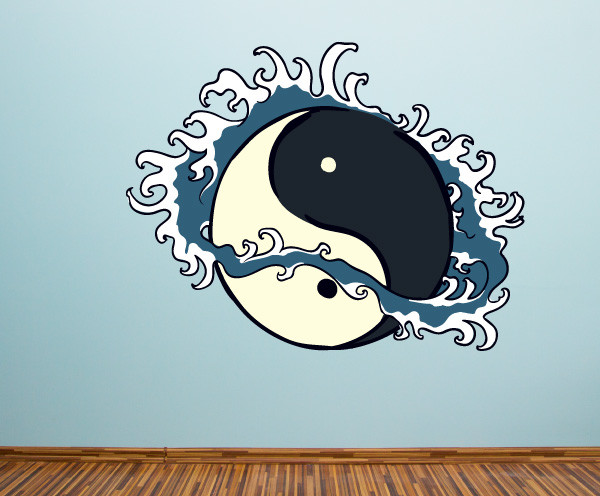 Ying Yang Vinyl Wall Decal YingYangUScolor002; 12 in.