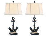 Seahaven Anchor Coastal Table Lamp Set Of 2 Navy Blue Beach Style Lamp Sets By Seahaven Houzz