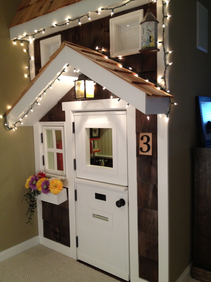 wooden playhouse with stairs