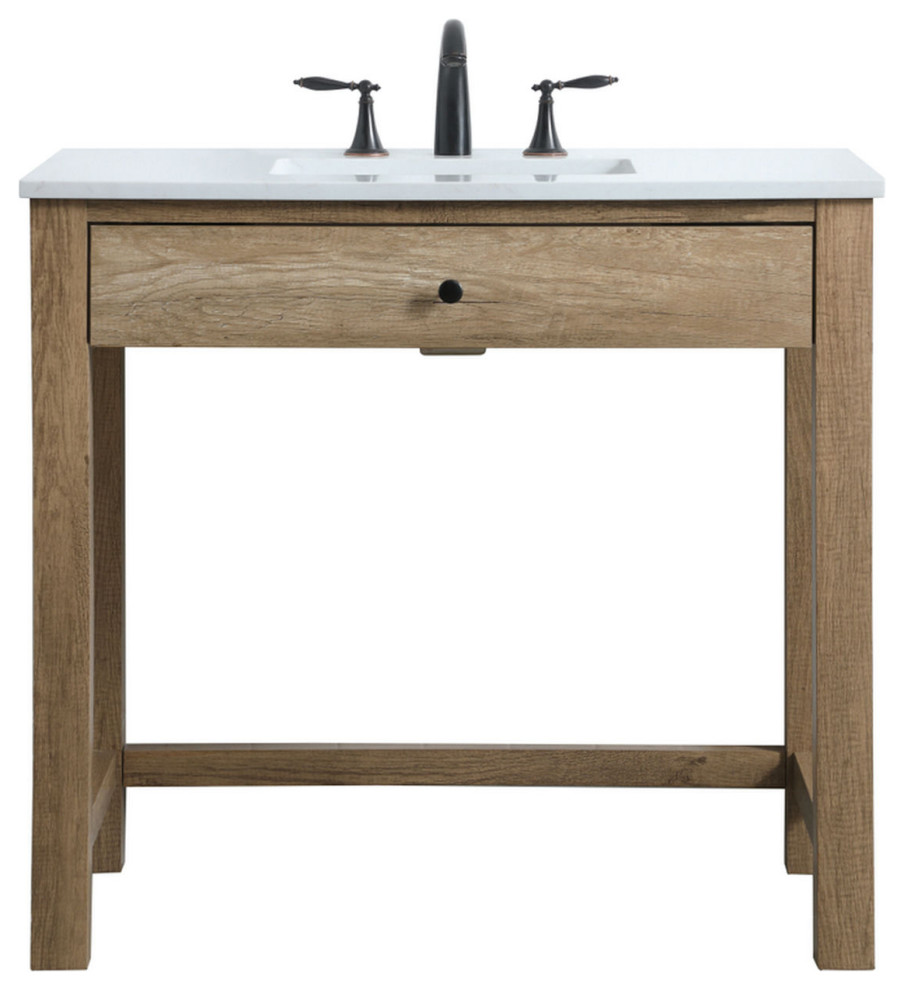 36" ADA Compliant Bathroom Vanity, Natural Oak Transitional Bathroom Vanities And Sink