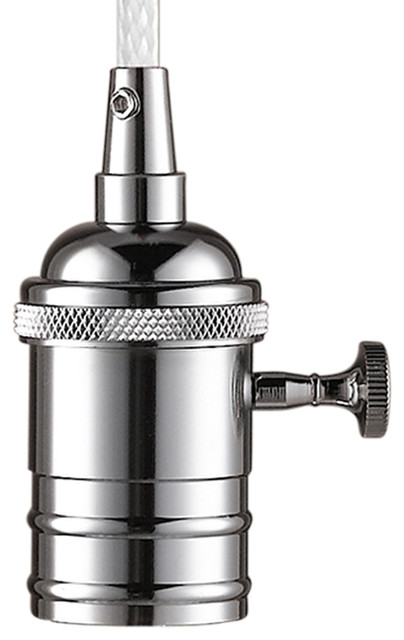 Edison 1-Light Plug-In Pendant, Polished Chrome Socket, White Woven ...