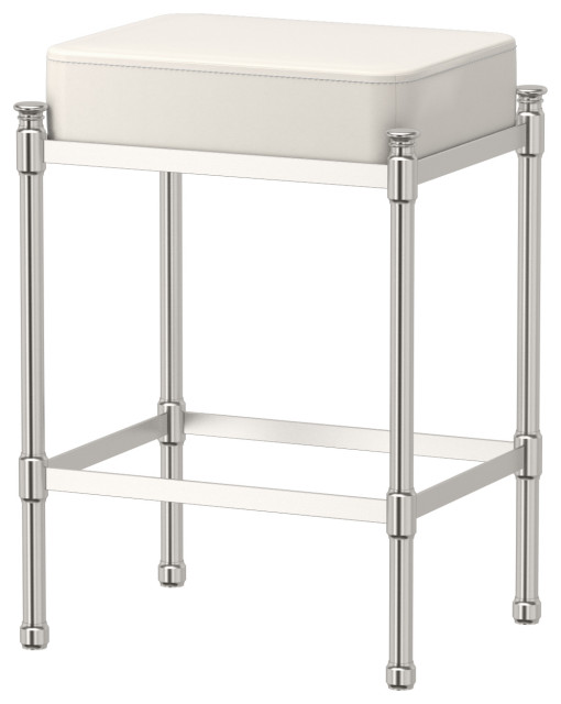 Rectangle White Leather Vanity Stool Transitional Vanity Stools And