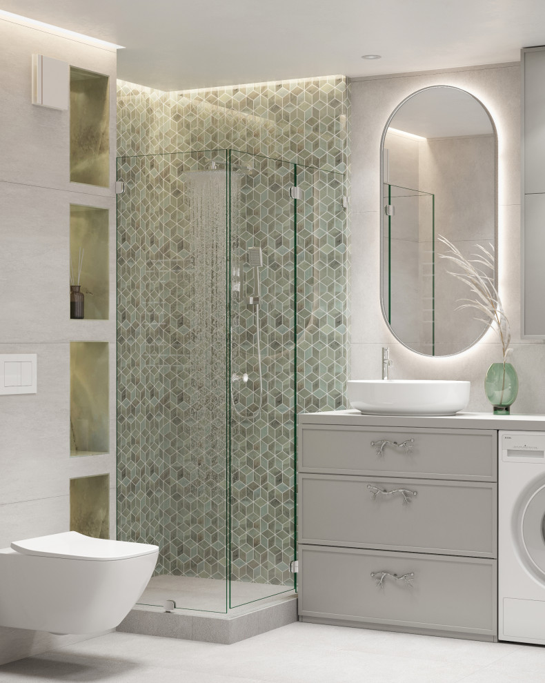 Душевая в зеленом