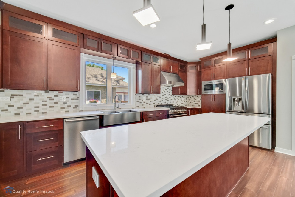 Example of a transitional kitchen design in Chicago