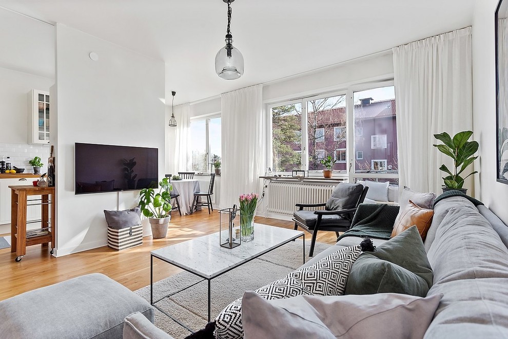 Foto på ett nordiskt vardagsrum