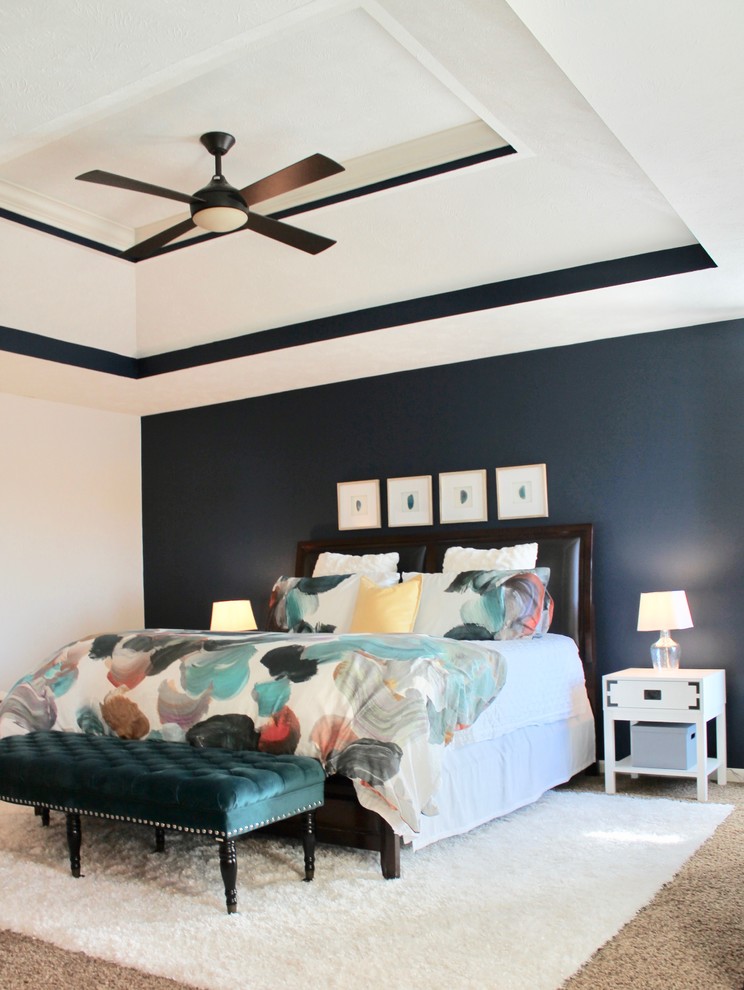 Design ideas for a transitional bedroom in Omaha.