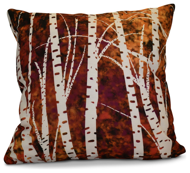 Birch Trees, 16"x16" Contemporary Outdoor Cushions And Pillows by