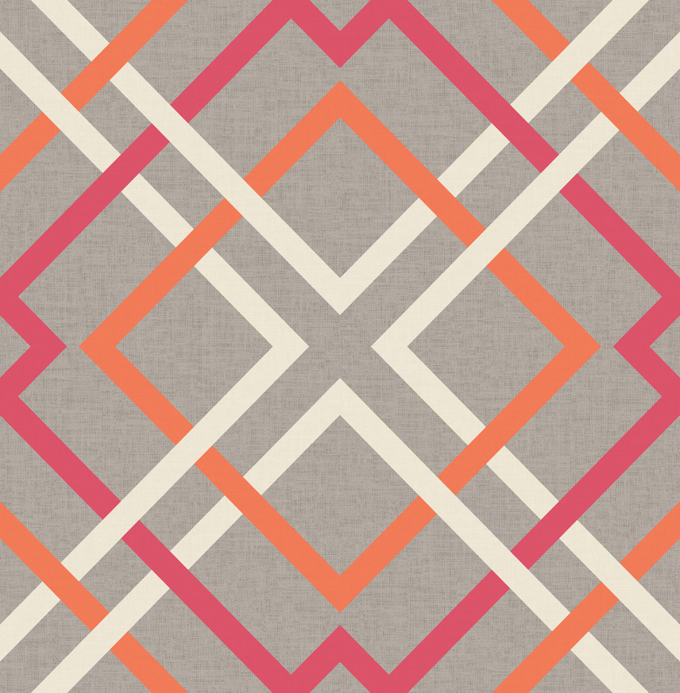 Saltire Pink Lattice Wallpaper, Sample Contemporary Wallpaper by