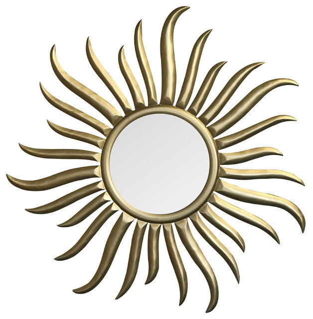 Decors Roi Soleil Hand Carved And Gilded Wood Sun Wall Mirror
