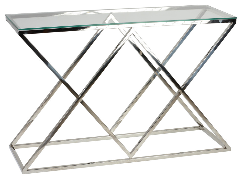Cortesi Home Gwen Contemporary Glass Console Table