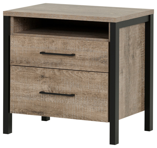 South S Munich 2 Drawer Night Stand Transitional Nightstands South S Munich 2 Drawer Night Stand Weathered Oak